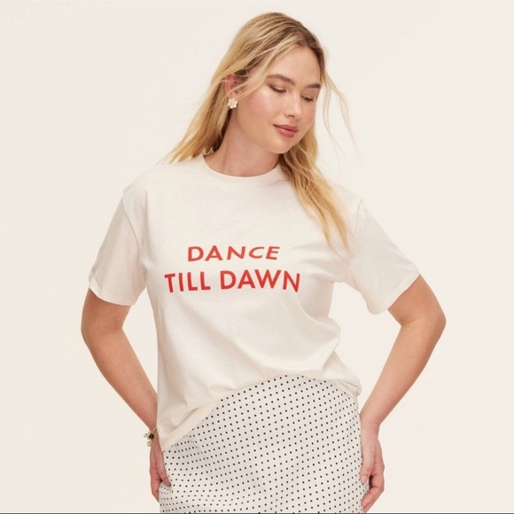 Kate Spade x Target cream white  T-Shirt with Red 'Dance Till Dawn' Print - Picture 4 of 11